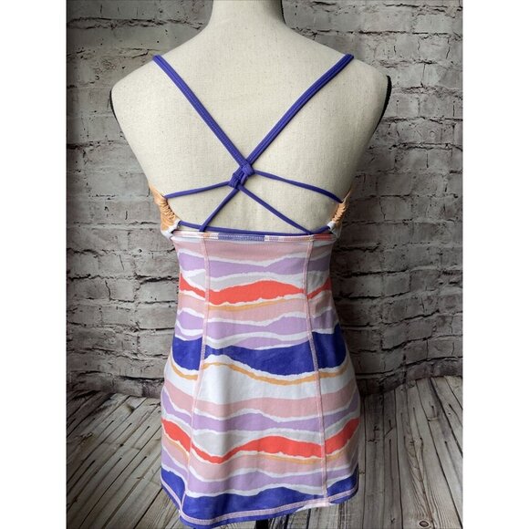 Lululemon Dancing Warrior Tank Top Built in Bra Purple Orange Stripe 6 - Picture 4 of 4